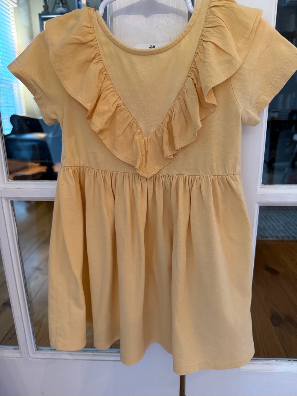 H&M Pale Yellow Ruffle V-Neck Dress